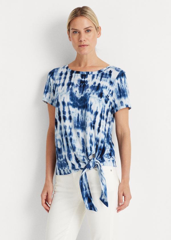 Women's Ralph Lauren Tied-Hem Jersey T Shirts | 671230FBZ